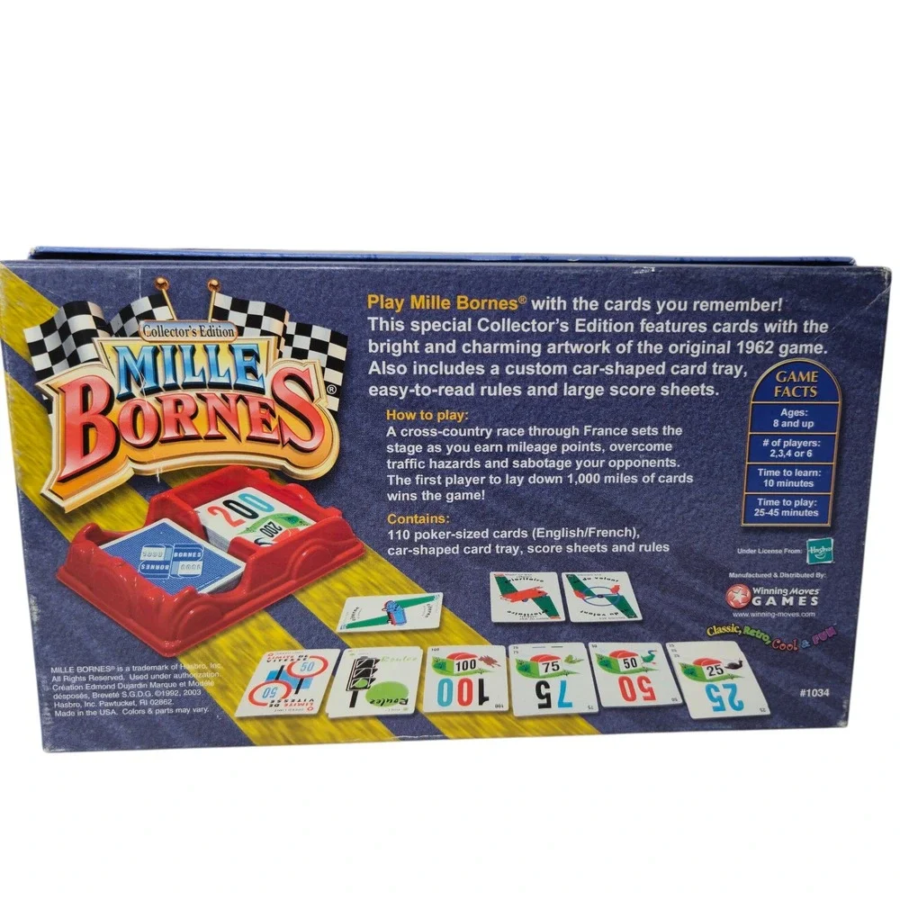Mille Bornes Card Game Collector's‎ Edition Winning Moves 2003 Complete Family